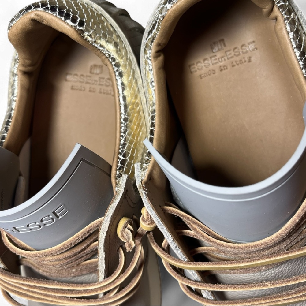 Women's Beige Fringe Leather Sneakers - Casual Chic - Picture 11 of 15